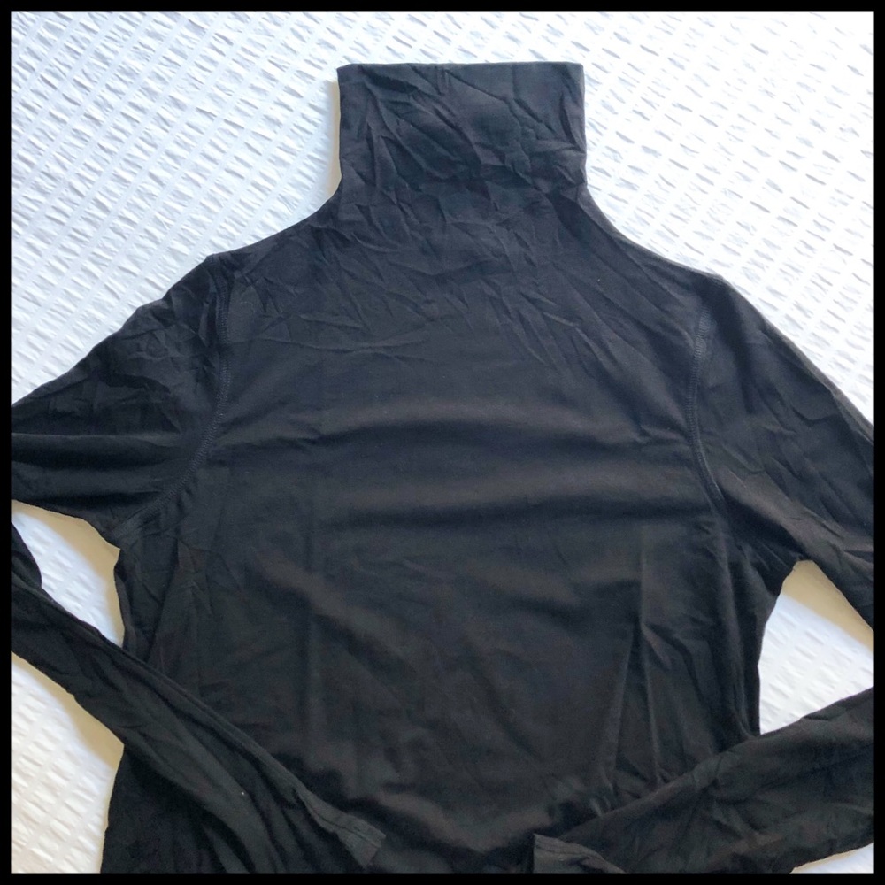 VINCE Classic Black Funnel Neck Long Sleeve Top. - Picture 5 of 5